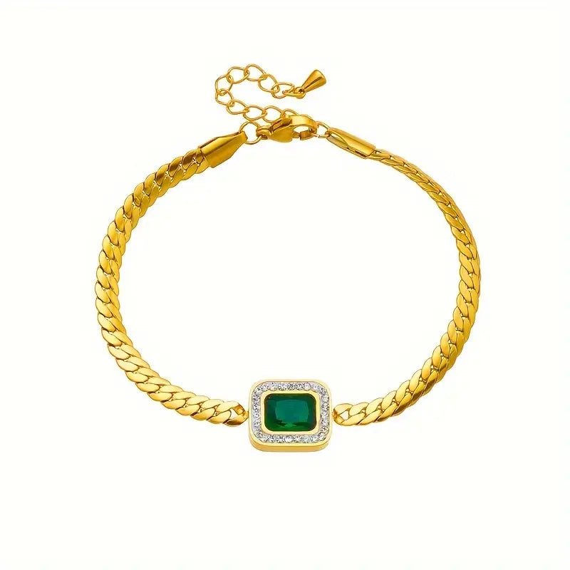Gold Smaragd Chain Armband
