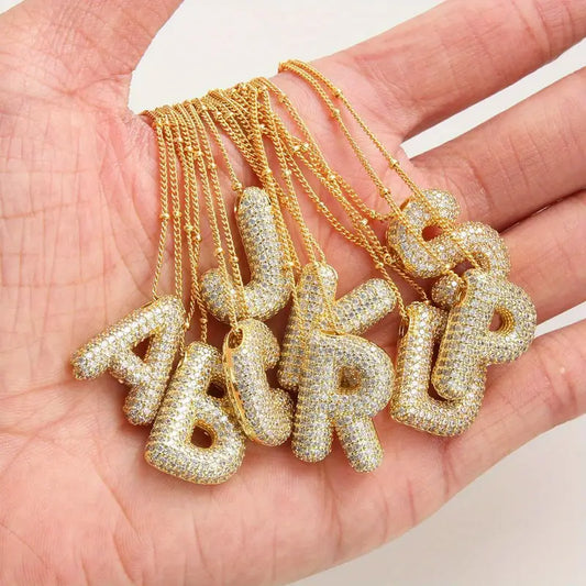 Bubble letter initial halsketten-set | Gold