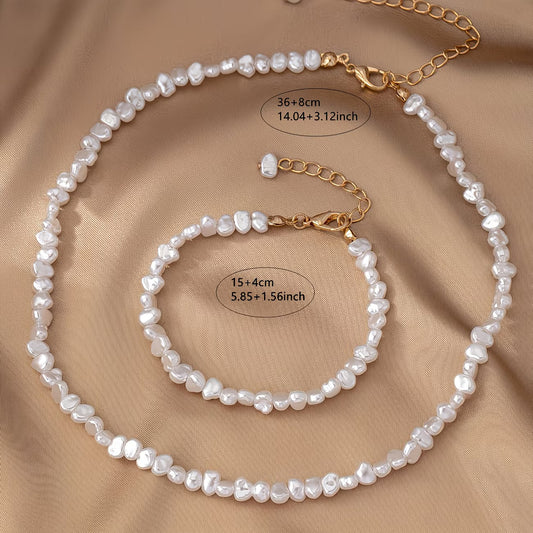 Baroque Perlenhalskette & Armband-Set