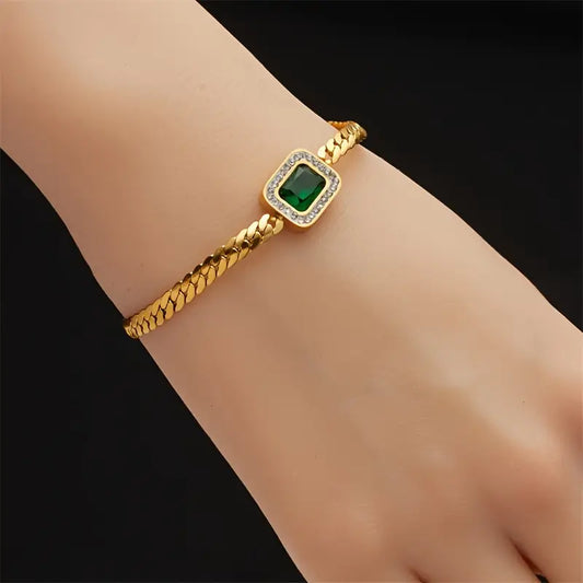 Gold Smaragd Chain Armband