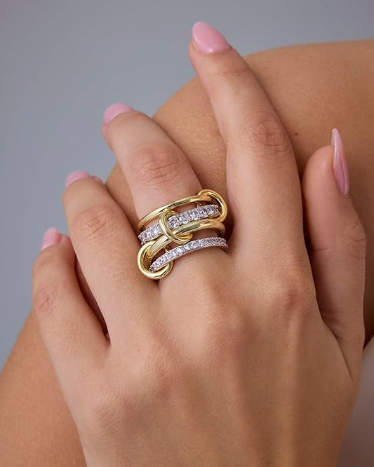 Interlock Stack Ringe | Gold