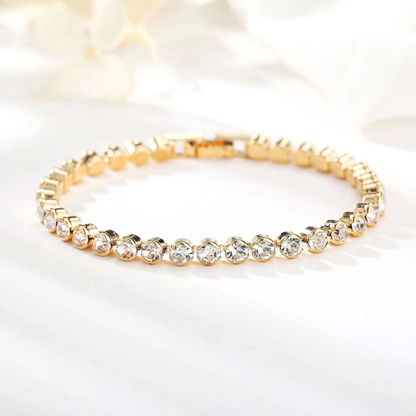 Round Cut Tennisarmband | Gold