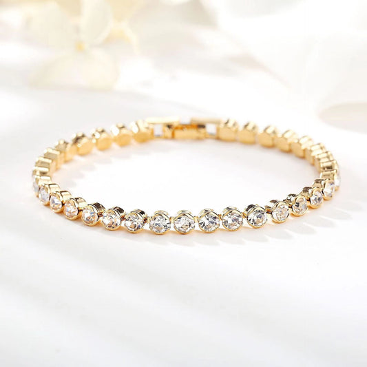 Round Cut Tennisarmband | Gold