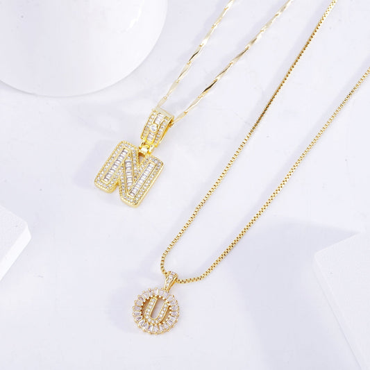 Pave letter initial halsketten-set | Gold