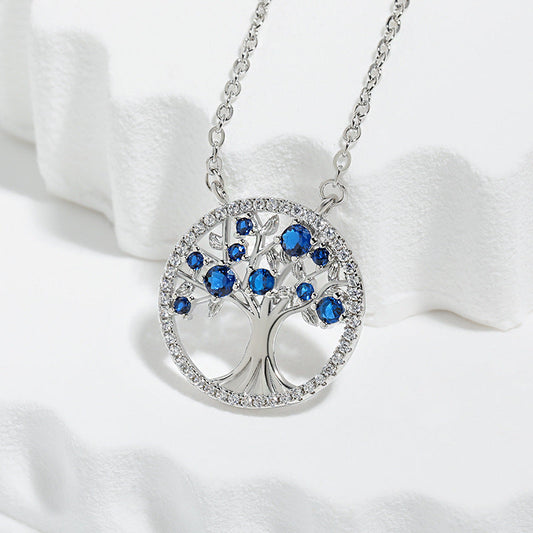 Tree of Life Saphir Halskette | Weiß Gold