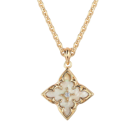 Blue Clover Pendant Halskette | Gold