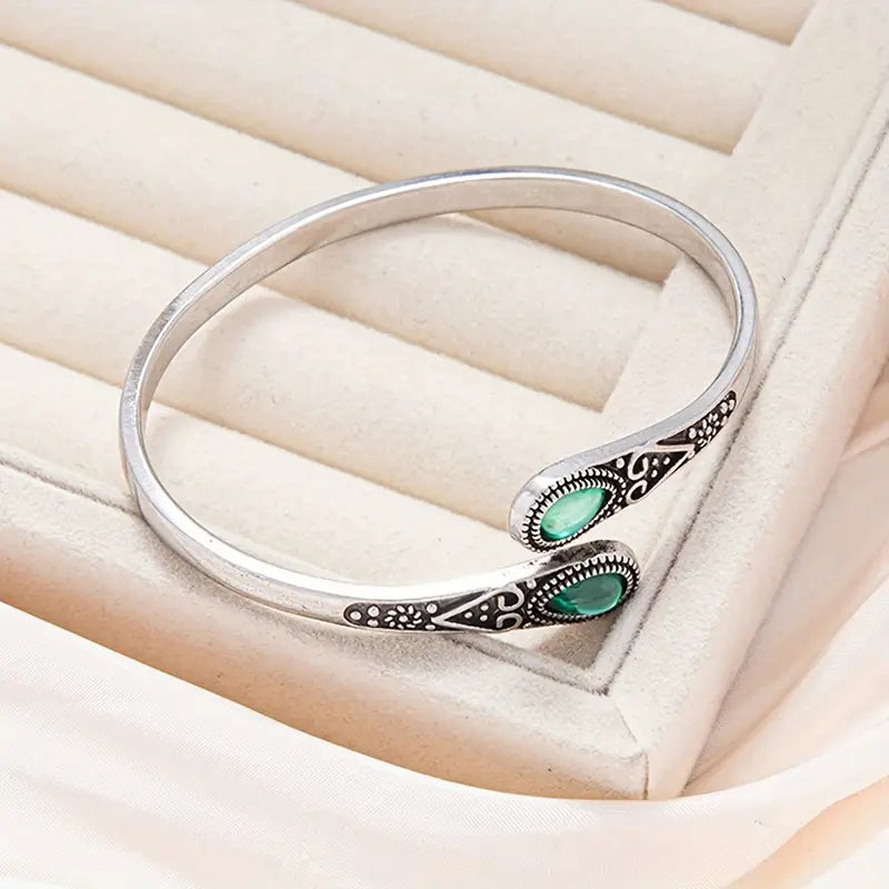 Silber Smaragd Vintage Bangle
