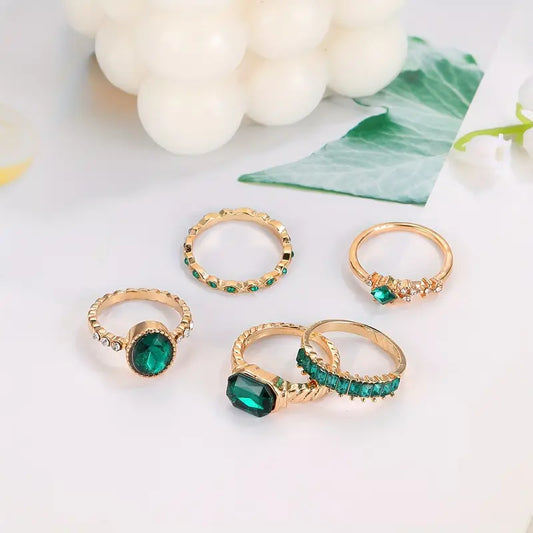 Gold Smaragd Ring-Set