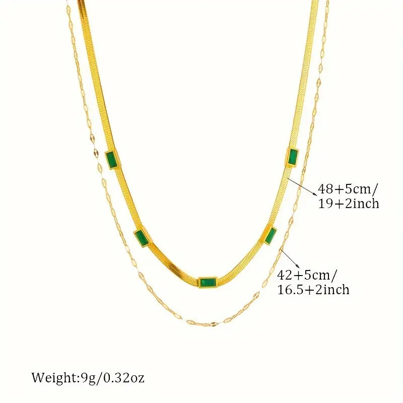 Sister Gem Double-Layer Retro Halskette | Gold