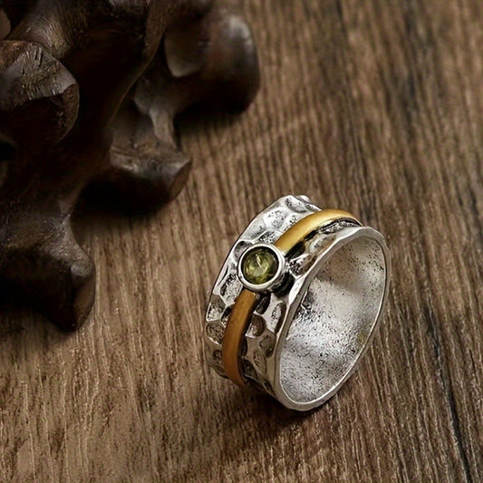 Silber and Gold Rustic Band Ring