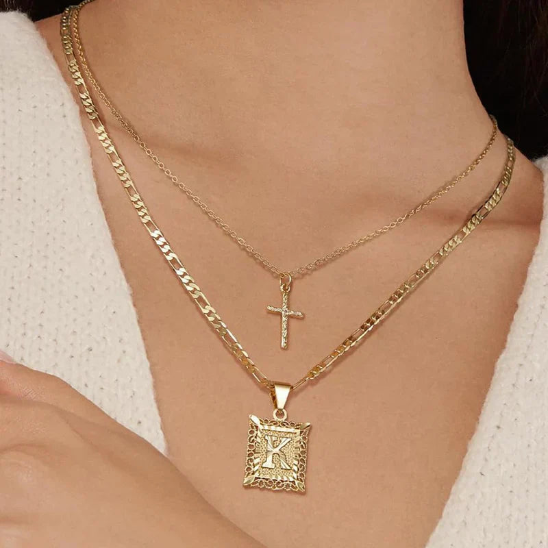 Cross Initial Halsketten-Set | Gold