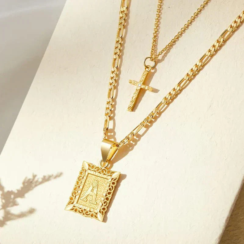 Cross Initial Halsketten-Set | Gold