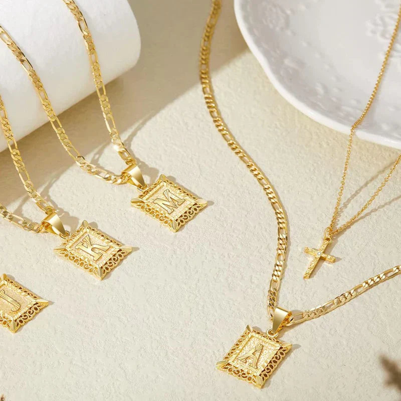 Cross Initial Halsketten-Set | Gold