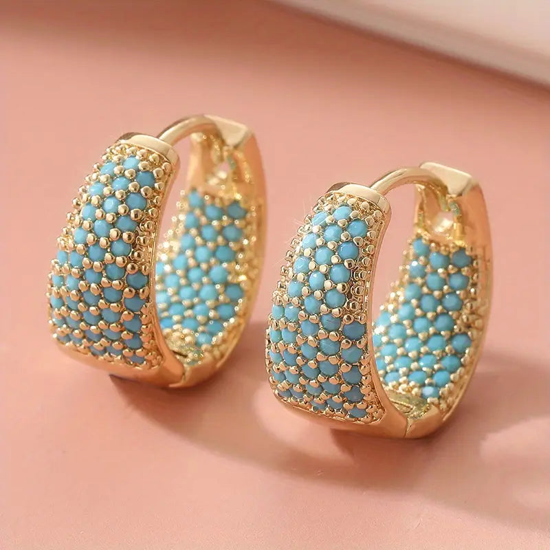 Golden-Tone Türkis Beaded Creolen | Gold