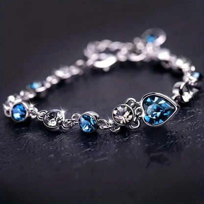 Silber Saphir Herz Chain Armband