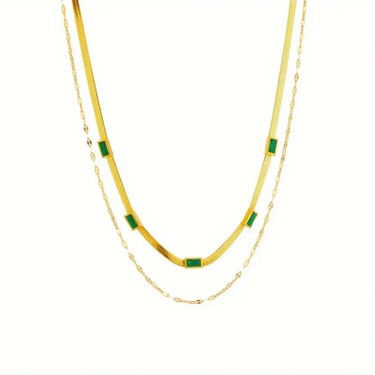 Sister Gem Double-Layer Retro Halskette | Gold