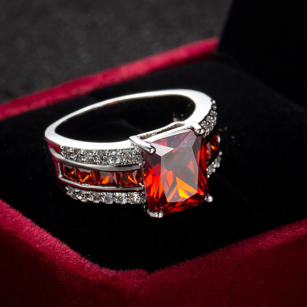 Silber Rubin Split-Shank Ring