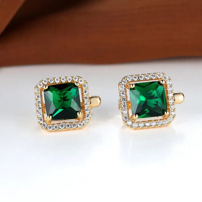 Golden Green Square Zirconia Ohrringe | Gold