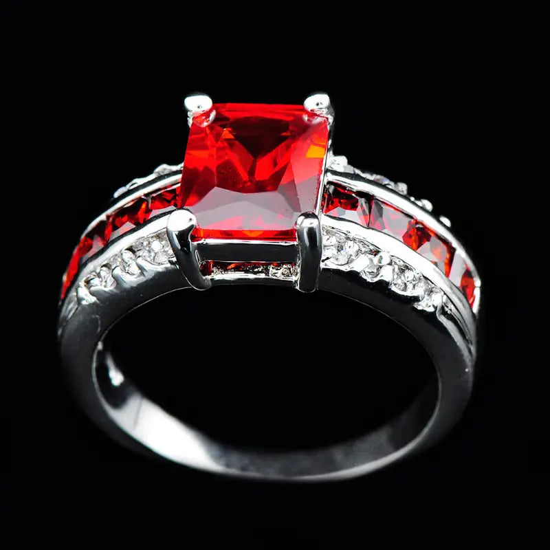 Silber Rubin Split-Shank Ring