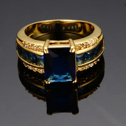 Gold Saphir Square-Cut Ring