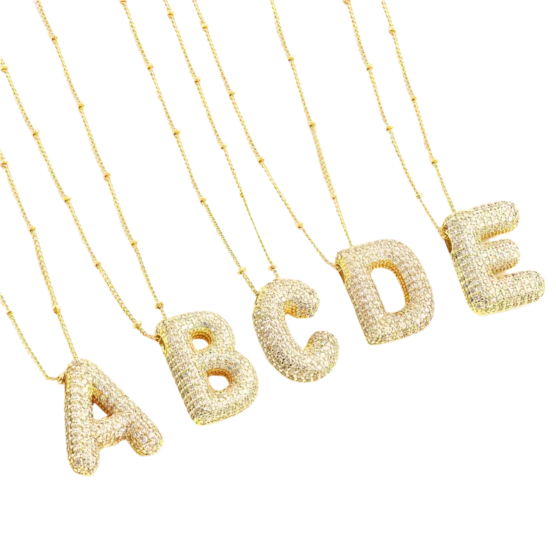 Bubble letter initial halsketten-set | Gold