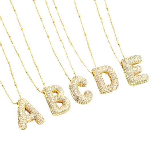 Bubble letter initial halsketten-set | Gold