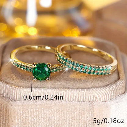 Serena Smaragd Duo Ring-Set | Gold