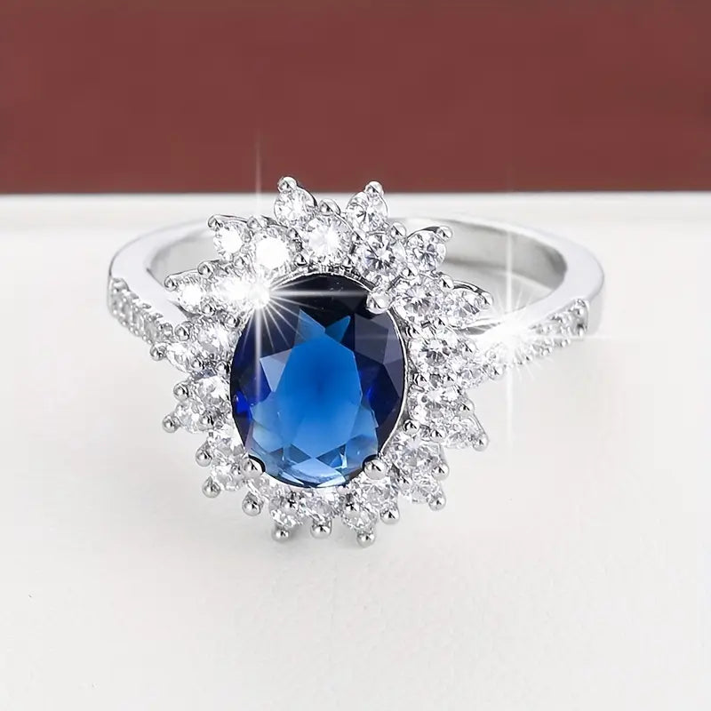 Gold Saphir Halo Ring