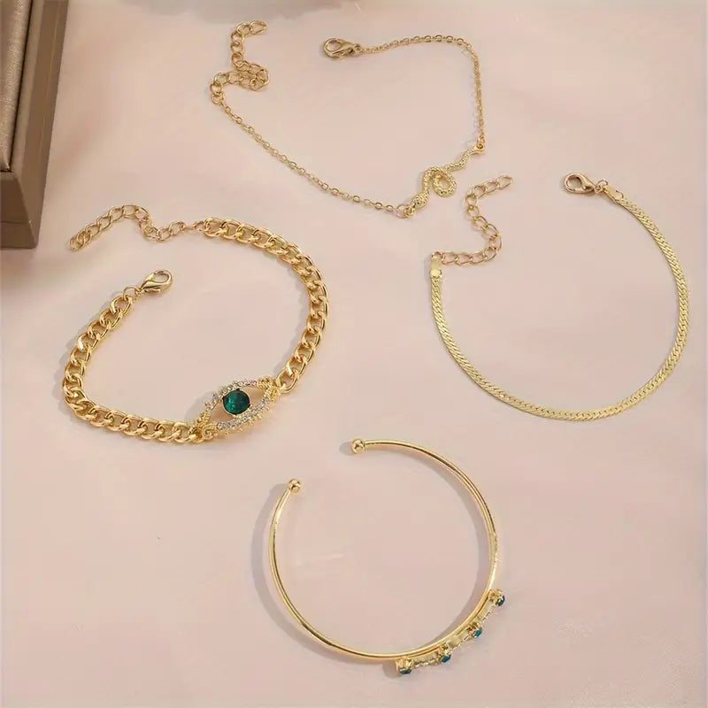 Gold Smaragd Armband mit Anhänger Set