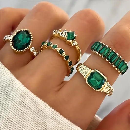 Zarina Exquisite Smaragd Ring-Set | Gold