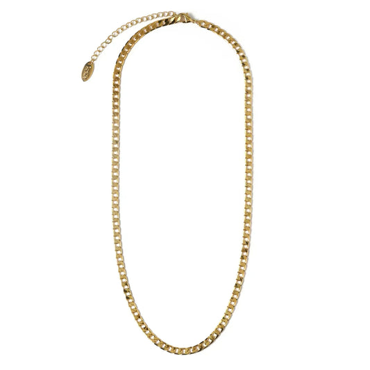 Flat Link Curb Chain Halskette | Gold