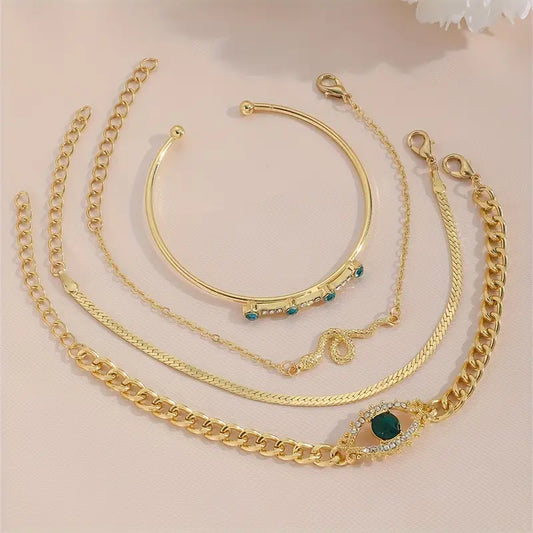 Gold Smaragd Armband mit Anhänger Set