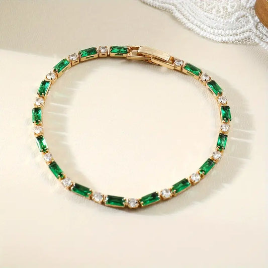 Gold Smaragd Alternating Tennisarmband