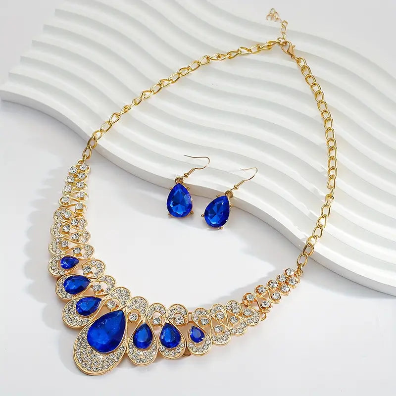 Maevina Saphir Schmuckset | Gold