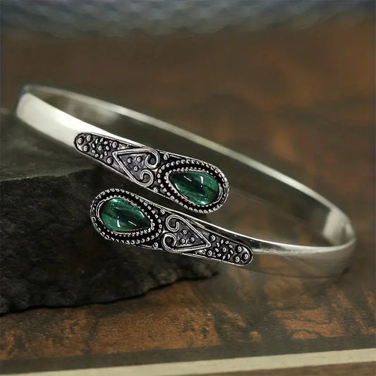 Silber Smaragd Vintage Bangle