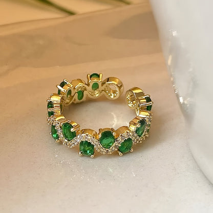 Calira Sparkling Smaragd Open Ring | Gold