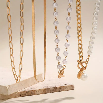 Modern Perle Layered Halsketten-Set