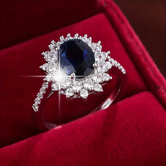 Gold Saphir Halo Ring