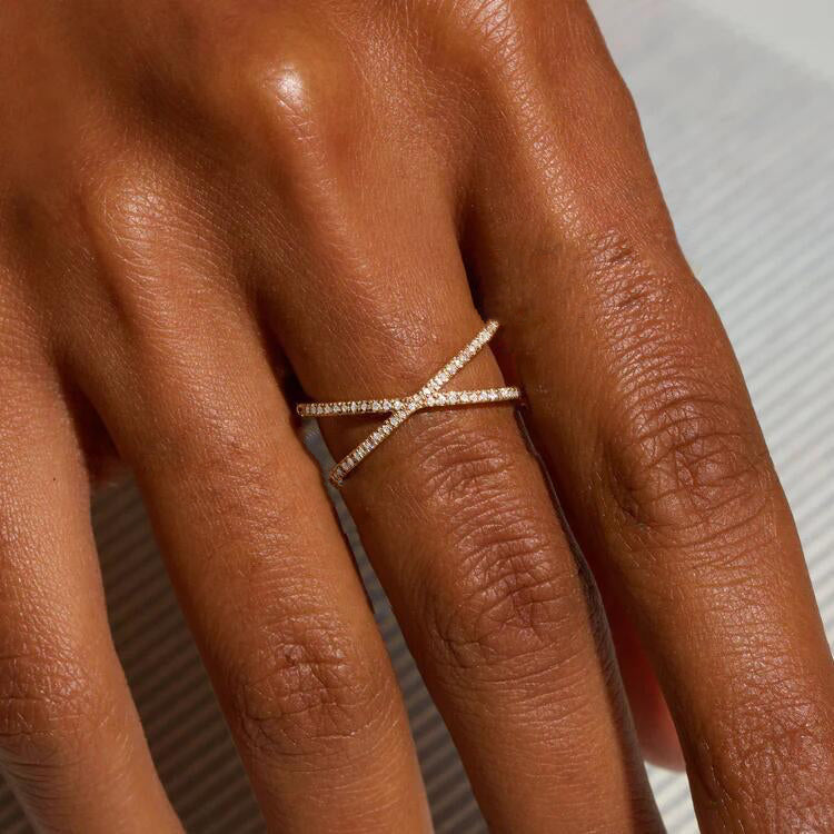 Nia Gold Diamant Cross Ring