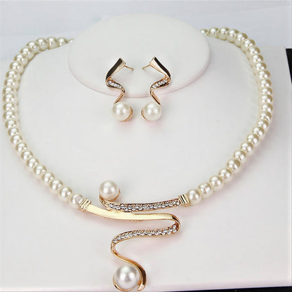 Elegant Natürlich Perlenhalskette Set