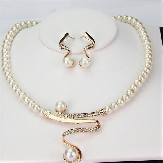 Elegant Natürlich Perlenhalskette Set