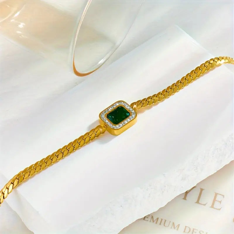 Gold Smaragd Chain Armband