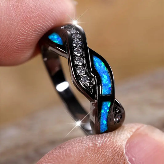 Silber Twisted Inlay Ring