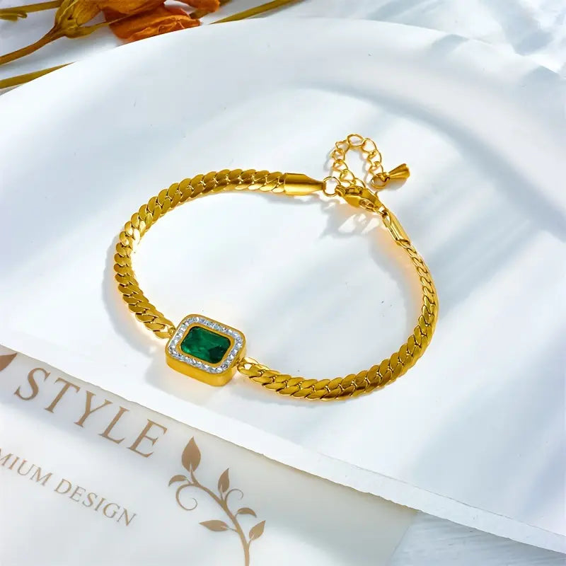 Gold Smaragd Chain Armband