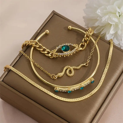 Gold Smaragd Armband mit Anhänger Set