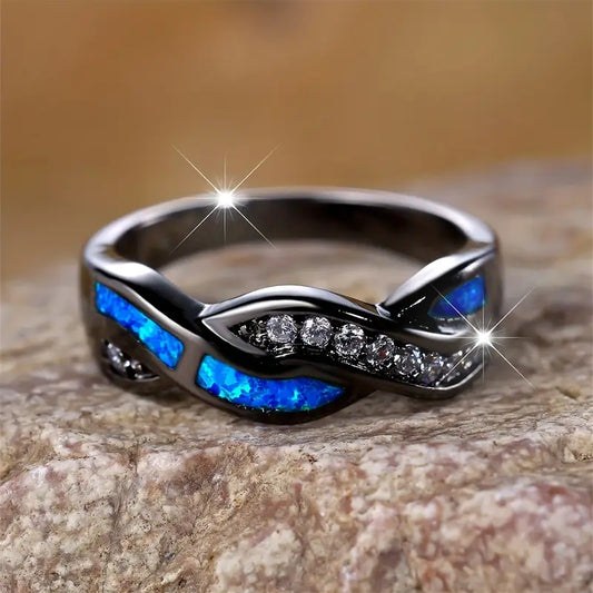 Silber Twisted Inlay Ring