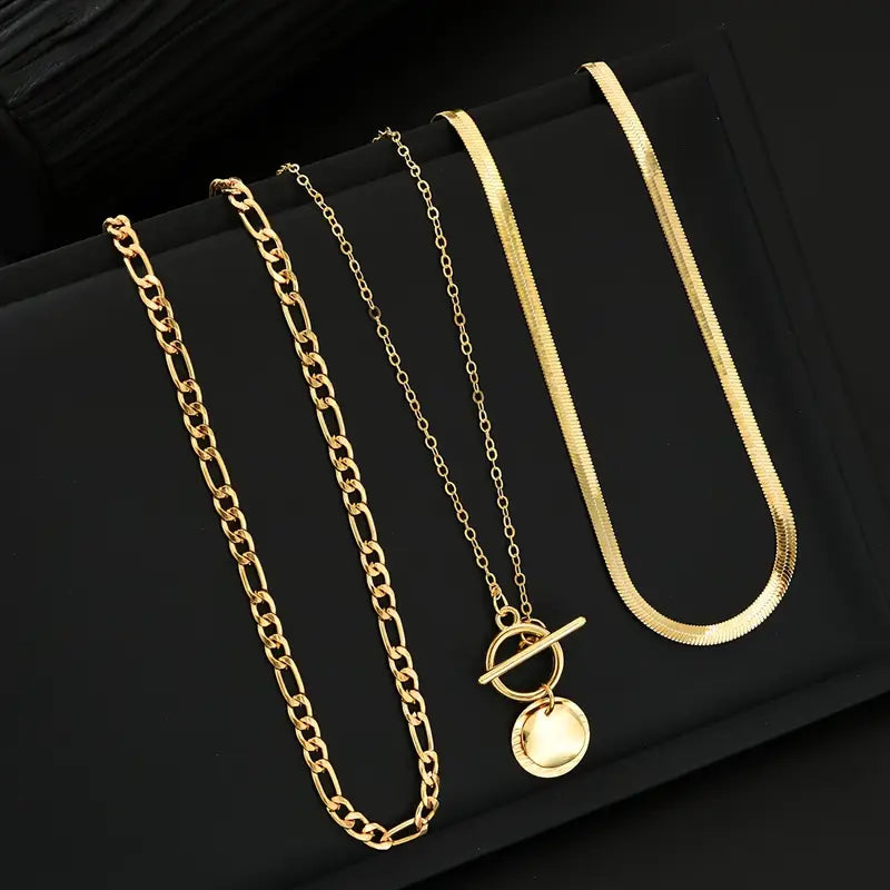 Savira Textured Coin Layered Halskette | Gold