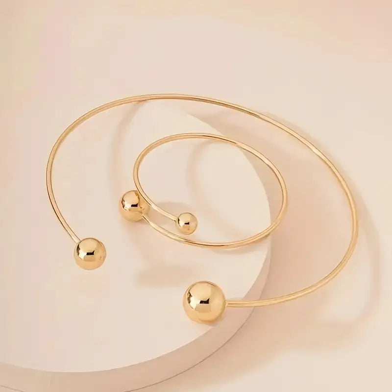 Minimalist Glow Collar & Cuff Armband-Set | Gold