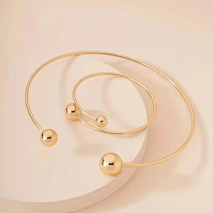 Minimalist Glow Collar & Cuff Armband-Set | Gold