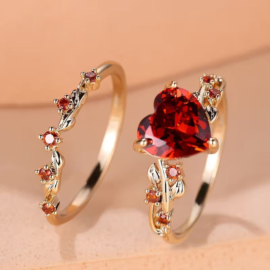 Redvine Herz Accent Ring-Set | Gold